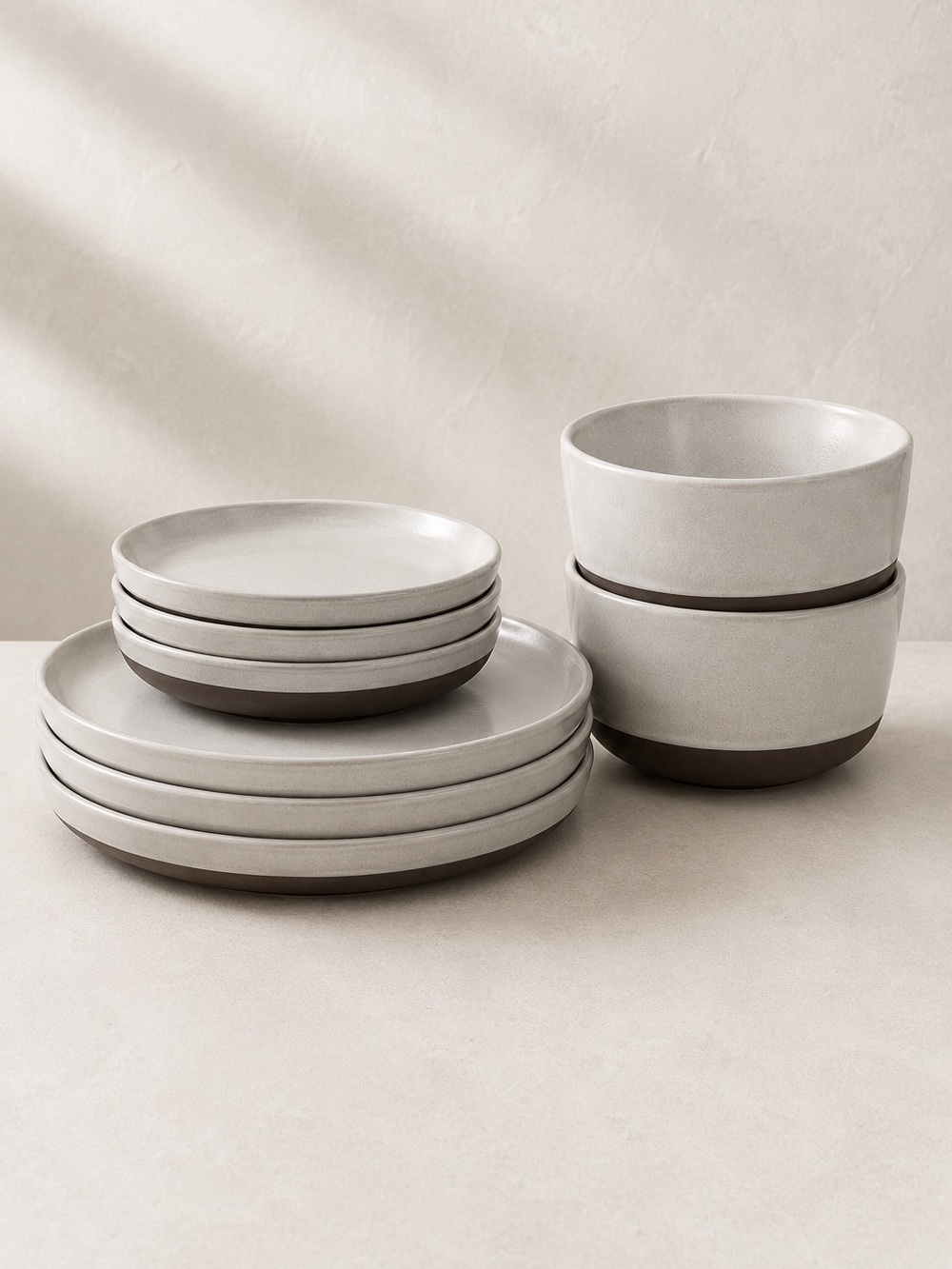 CB2 Black Clay Stoneware 8 pc Dinner Set